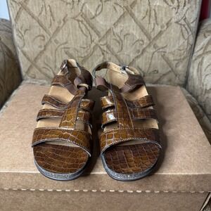 SAS Allegro Heel Women's Strappy‎ Sandal Size 7M Brown EUC